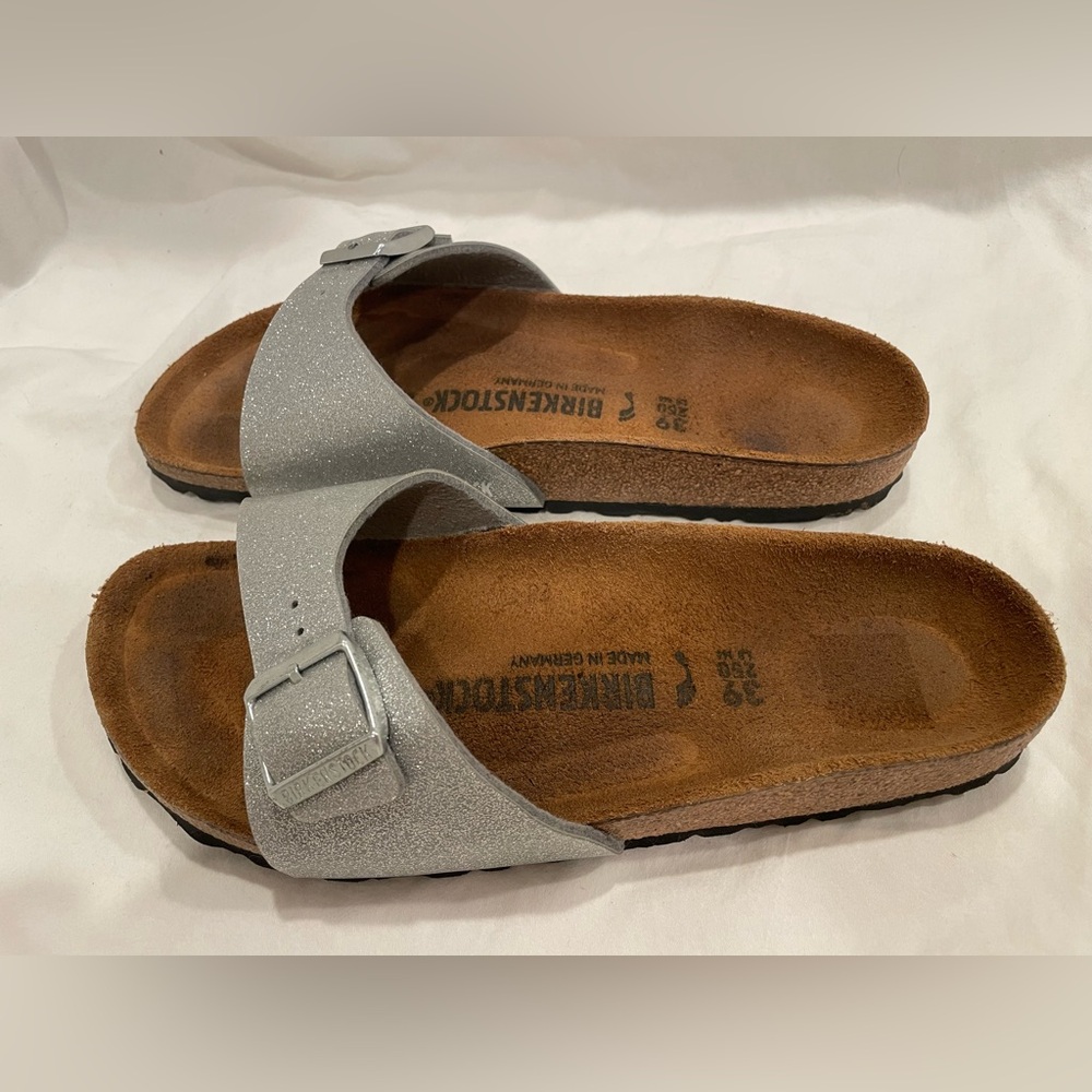 Birkenstock Silver Glitter Madrid Slide Sandals